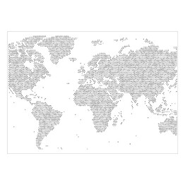 Plakat Mapa świata z kropek o różnych rozmiarach na jasnym tle