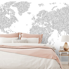 Fototapeta Mapa świata z kropek o różnych rozmiarach na jasnym tle