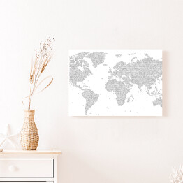 Obraz na płótnie Mapa świata z kropek o różnych rozmiarach na jasnym tle