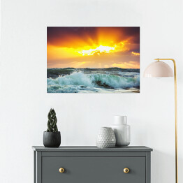 Plakat samoprzylepny Piękny zachód słońca nad morzem