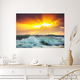 Plakat Piękny zachód słońca nad morzem