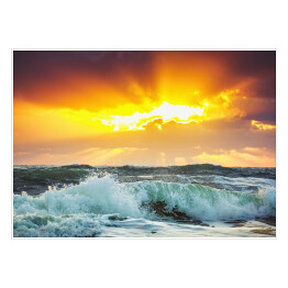 Plakat Piękny zachód słońca nad morzem