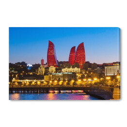 Obraz na płótnie Nocny widok na Flame Towers w Baku
