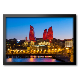 Obraz w ramie Nocny widok na Flame Towers w Baku