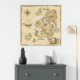 Plakat samoprzylepny Mapa wyspy skarbów - ilustracja