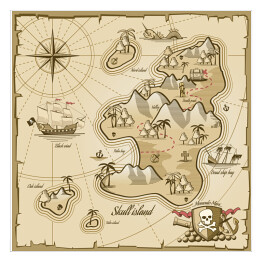 Plakat samoprzylepny Mapa wyspy skarbów - ilustracja