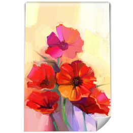 Fototapeta Obraz olejny - czerwone kwiaty maku