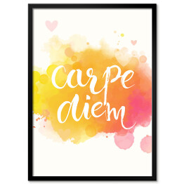 Plakat w ramie "Carpe diem" - tęczowa typografia