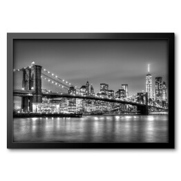 Obraz w ramie Most Brooklyński w półmroku, Nowy Jork