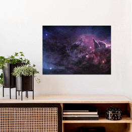 Plakat Purpurowa mgławica i kosmiczny pył w polu gwiazdy
