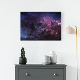 Obraz na płótnie Purpurowa mgławica i kosmiczny pył w polu gwiazdy