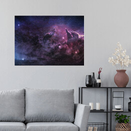 Plakat samoprzylepny Purpurowa mgławica i kosmiczny pył w polu gwiazdy