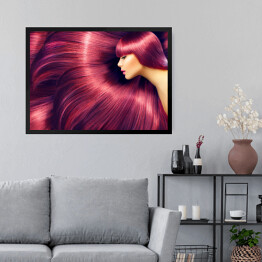 Obraz w ramie Kobieta z długimi czerwonymi włosami 