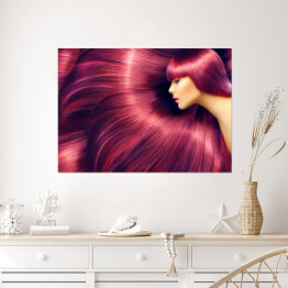 Plakat Kobieta z długimi czerwonymi włosami 