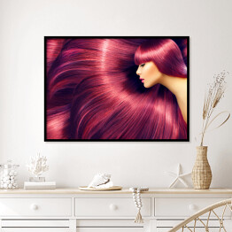Plakat w ramie Kobieta z długimi czerwonymi włosami 