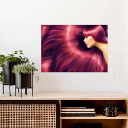 Plakat samoprzylepny Kobieta z długimi czerwonymi włosami 