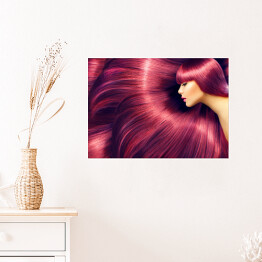 Plakat Kobieta z długimi czerwonymi włosami 