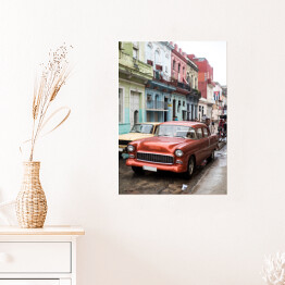 Plakat samoprzylepny Ulica w deszczowy dzień, Hawana, Kuba