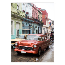 Plakat samoprzylepny Ulica w deszczowy dzień, Hawana, Kuba