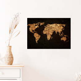 Plakat Mapa świata w stylu grunge
