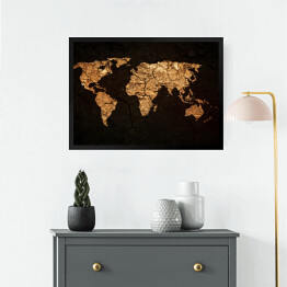 Obraz w ramie Mapa świata w stylu grunge