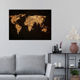 Plakat Mapa świata w stylu grunge