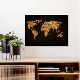 Plakat w ramie Mapa świata w stylu grunge