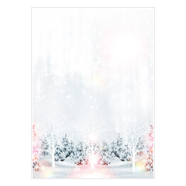 Plakat samoprzylepny Zimowy las w delikatnych barwach