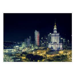 Plakat Centrum Warszawy w nocy