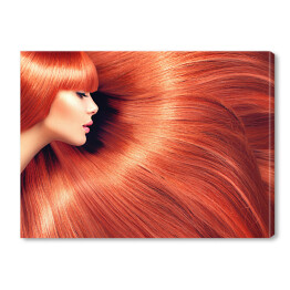 Obraz na płótnie Kobieta z długimi czerwonymi włosami jako tło