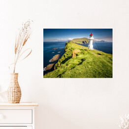 Plakat samoprzylepny Latarnia morska na Mykines, Wyspy Owcze