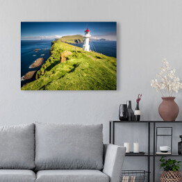 Obraz na płótnie Latarnia morska na Mykines, Wyspy Owcze