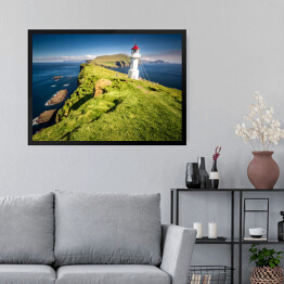 Obraz w ramie Latarnia morska na Mykines, Wyspy Owcze