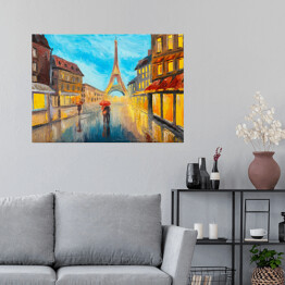 Plakat samoprzylepny Obraz olejny - Wieża Eiffla, Francja