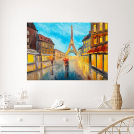 Plakat Obraz olejny - Wieża Eiffla, Francja