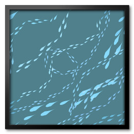 Obraz w ramie Błękitne drobne ryby na niebieskim tle
