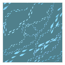Plakat samoprzylepny Błękitne drobne ryby na niebieskim tle