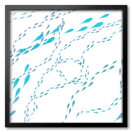 Obraz w ramie Niebieskie drobne ryby na białym tle