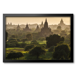 Obraz w ramie Bagan przy zmierzchem, Myanmar