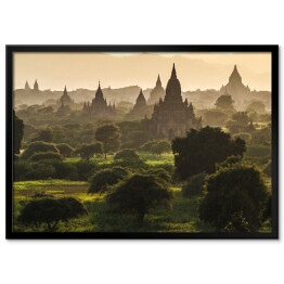 Plakat w ramie Bagan przy zmierzchem, Myanmar