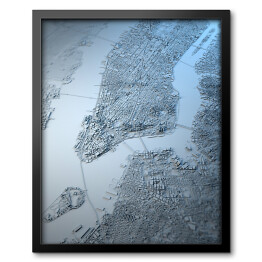 Obraz w ramie Błękitna mapa nowojorska, widok satelitarny