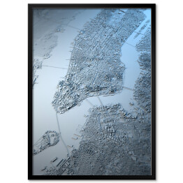 Plakat w ramie Błękitna mapa nowojorska, widok satelitarny