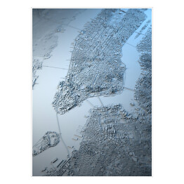 Plakat Błękitna mapa nowojorska, widok satelitarny