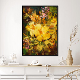 Plakat w ramie Rysunek złocistożółtych kwiatów