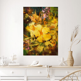 Plakat Rysunek złocistożółtych kwiatów