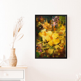 Obraz w ramie Rysunek złocistożółtych kwiatów