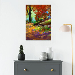 Plakat samoprzylepny Jesienny kolorowy las