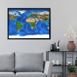 Obraz w ramie Realistyczna mapa świata