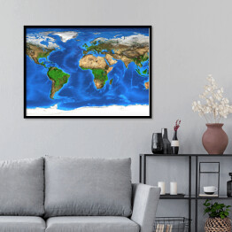 Plakat w ramie Realistyczna mapa świata