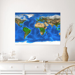 Plakat Realistyczna mapa świata